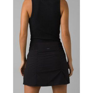Prana Railay Skort Skirt size XL Black Built in Shorts Pocket Shirred Athletic